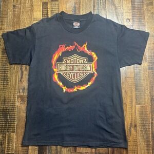 Vintage 1997 Harley Davidson Ring Of Fire Dealer Shirt Hanes Beefy T L